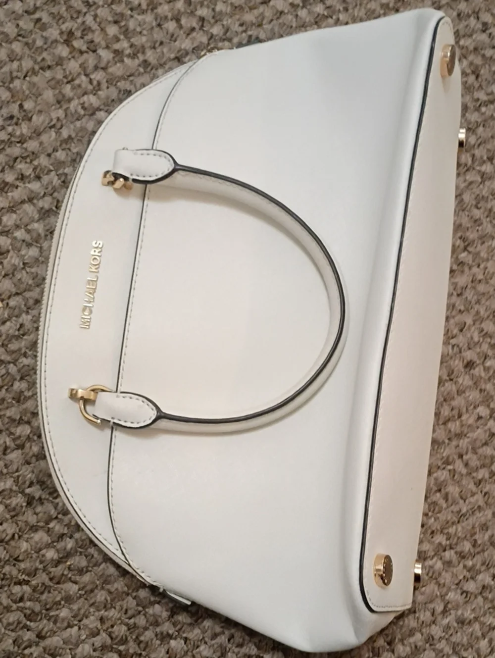 Michael Kors Cream Dome Satchel with Gold Hardware